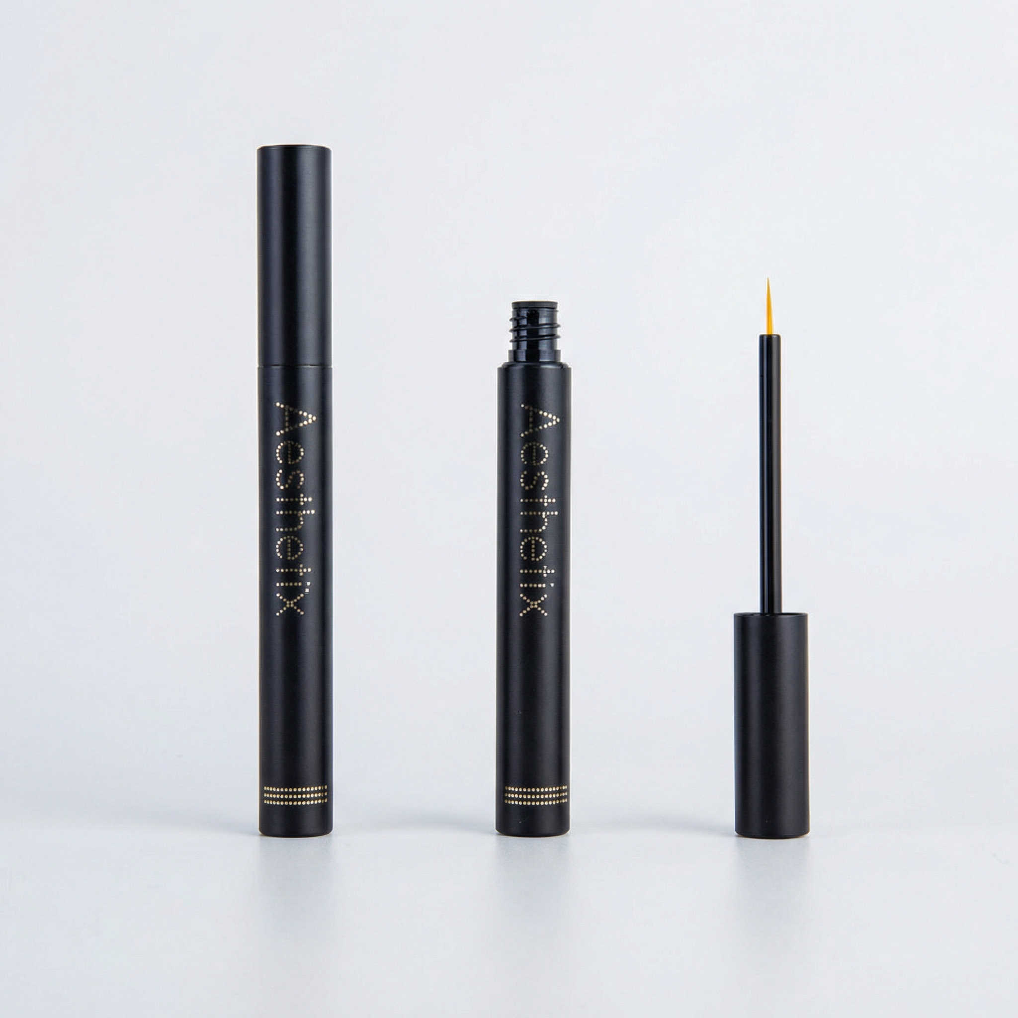 M16007 11ml matte black mascara tube with dot hot gold foil stamping
