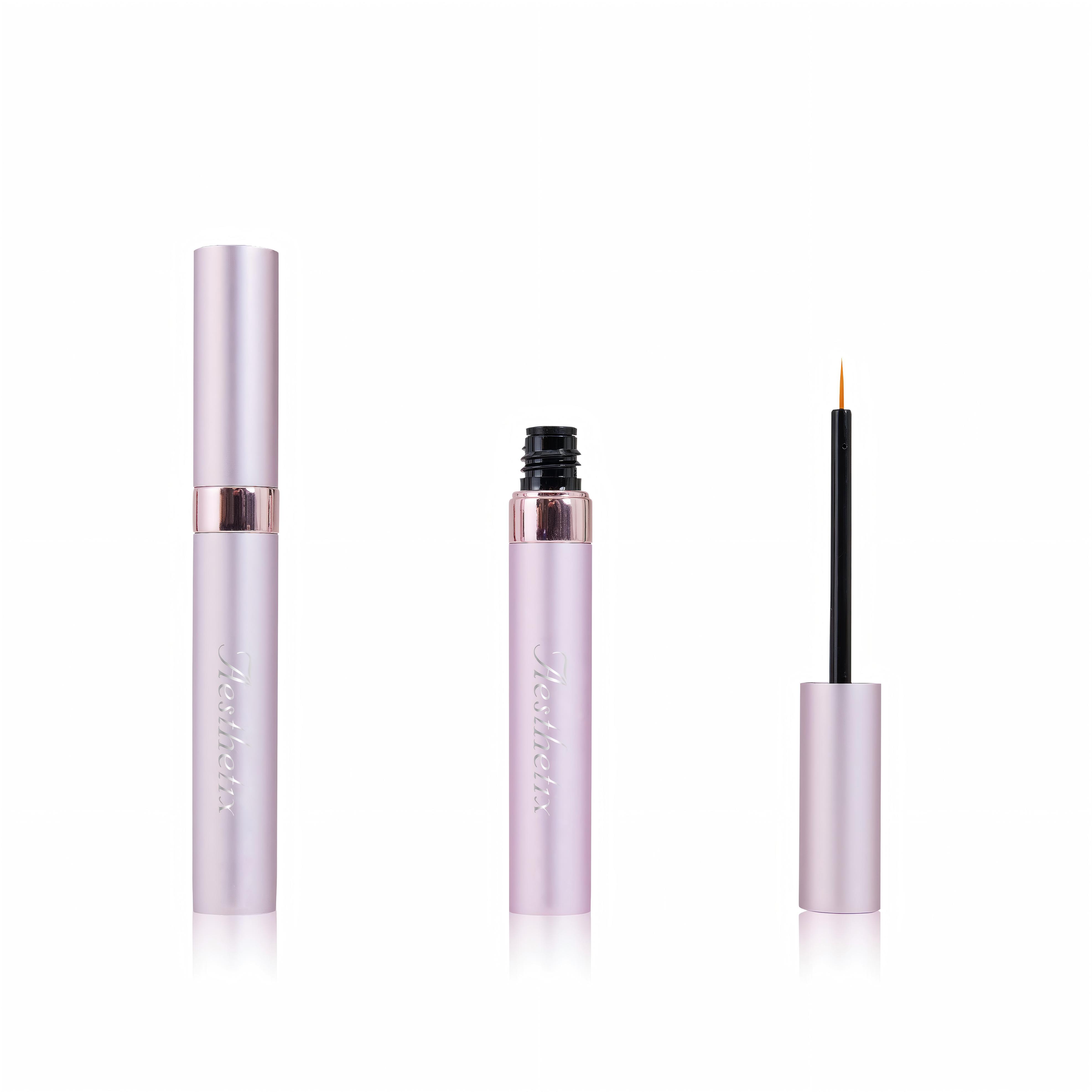 E15201 | 6ml aluminum eyelash serum pink bottle with fine brush