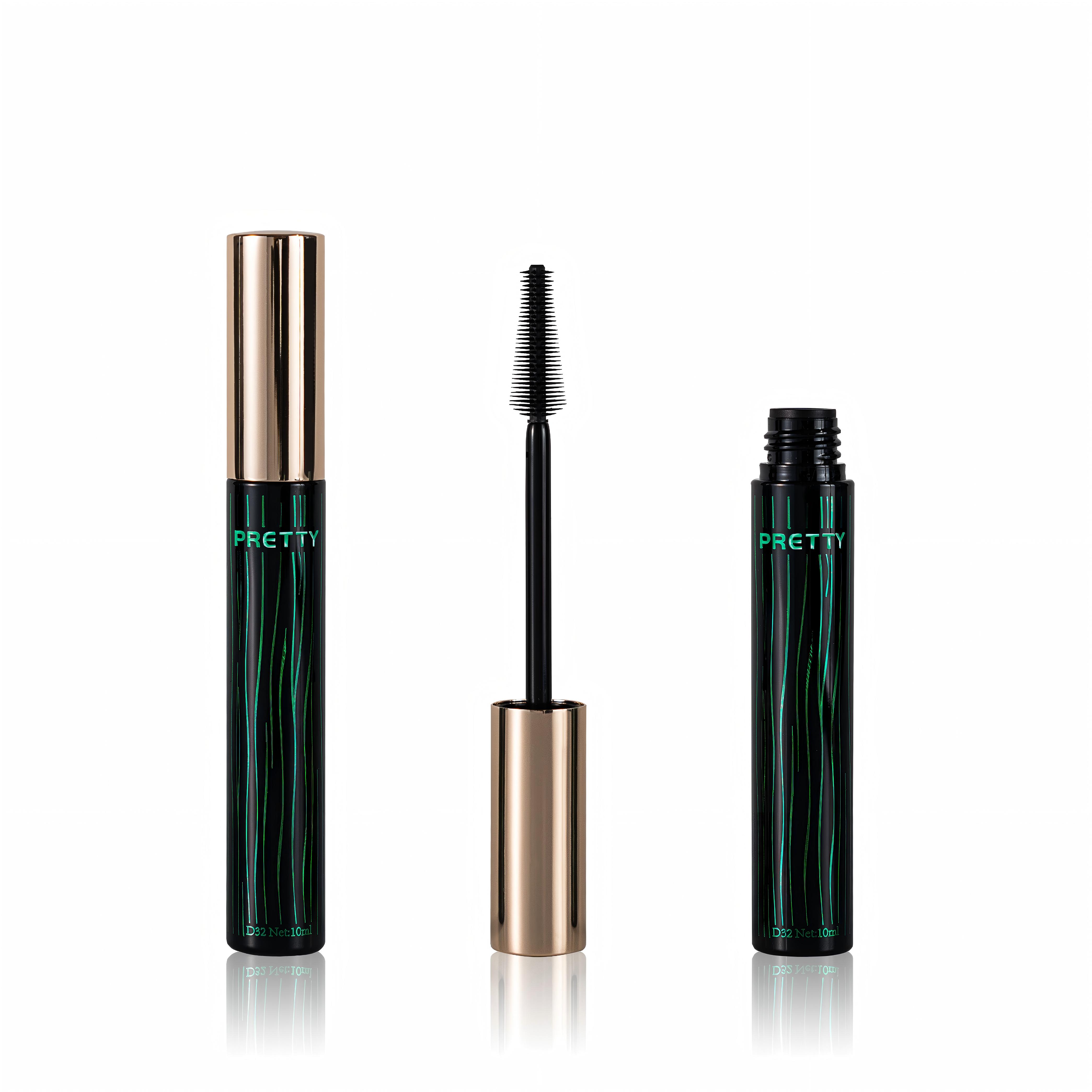 Black Tube with Green Line Hot‑Stamp Mascara Tube