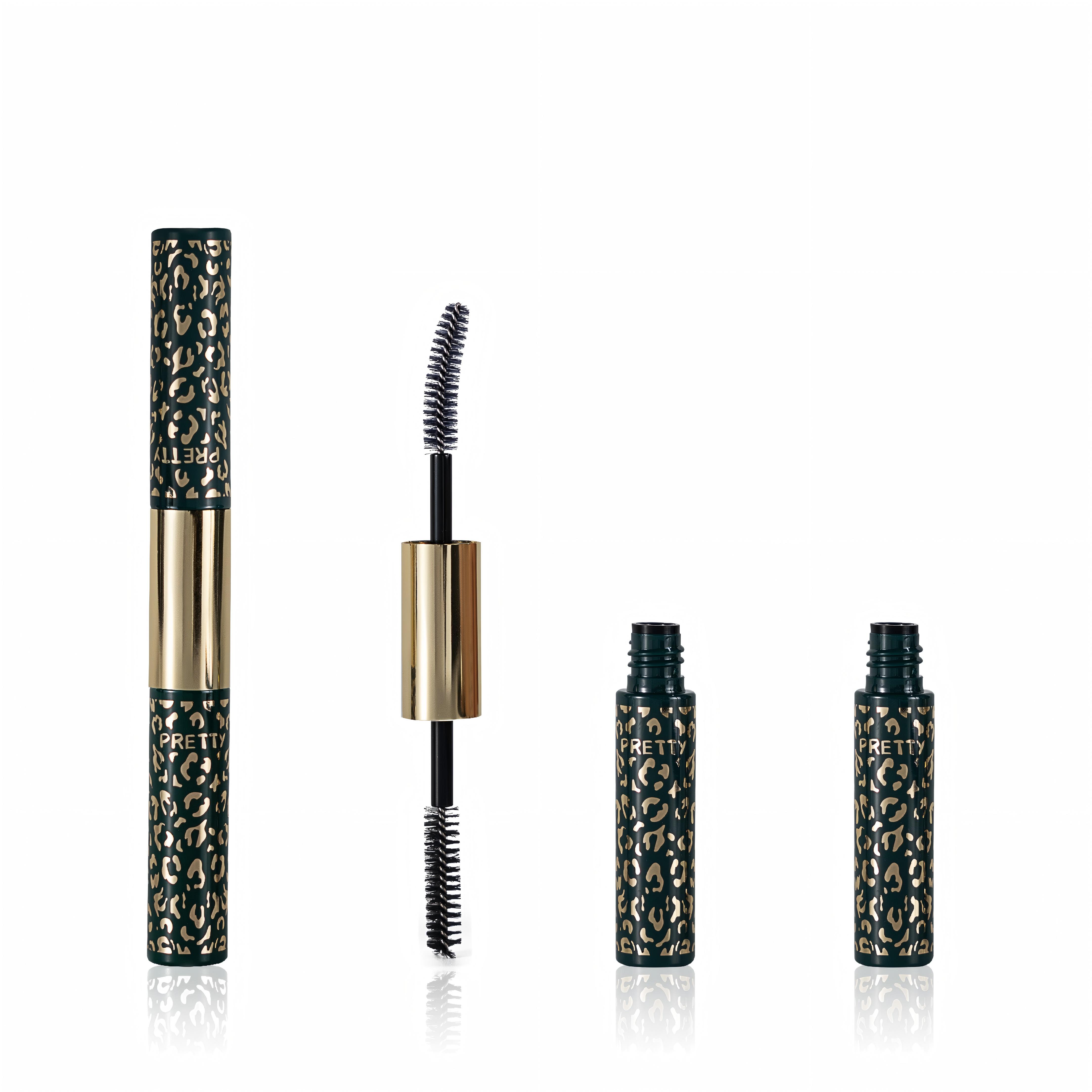 Black‑Gold Leopard Print Dual‑End Mascara Tube