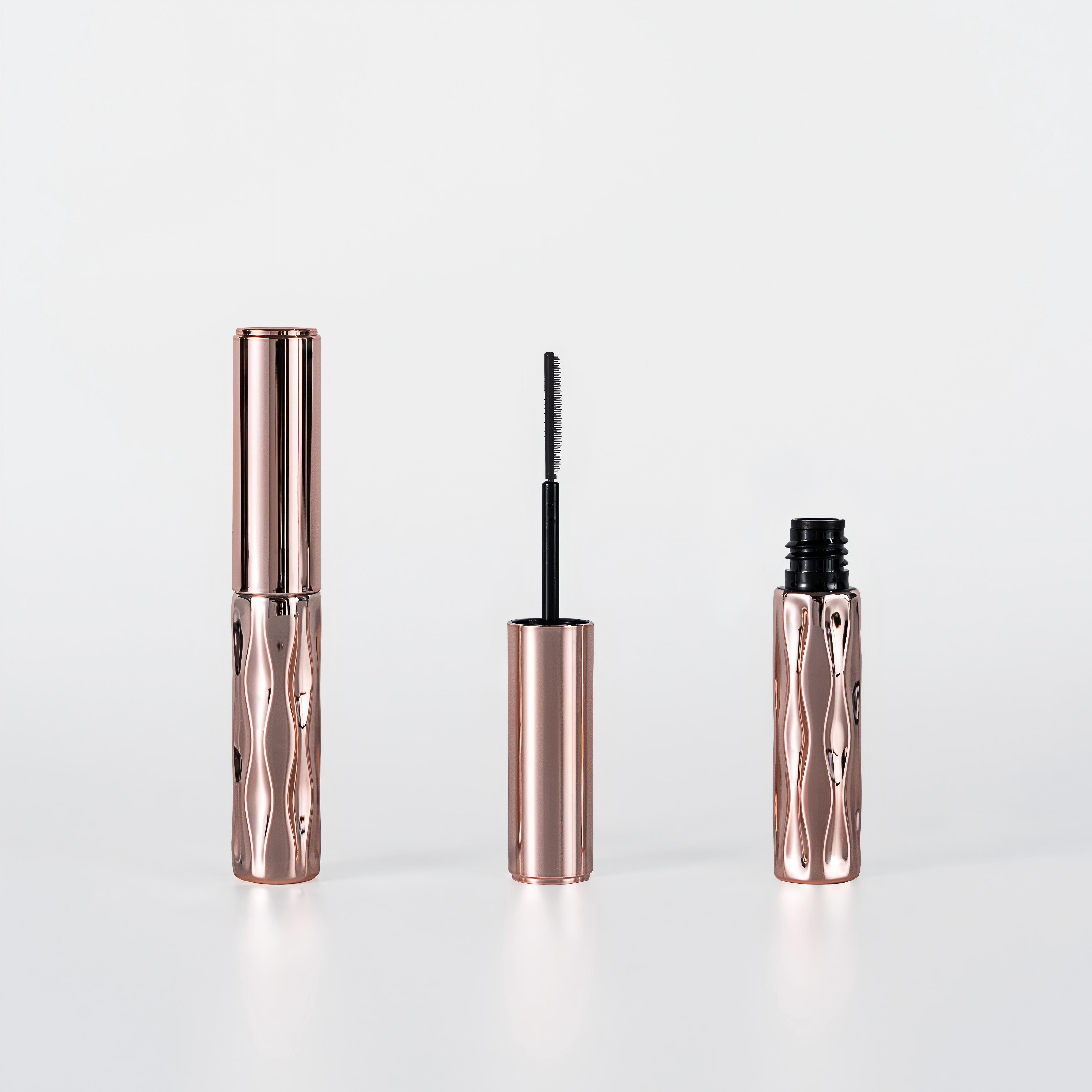 Rose‑Gold Wavy Embossed Mascara Tube